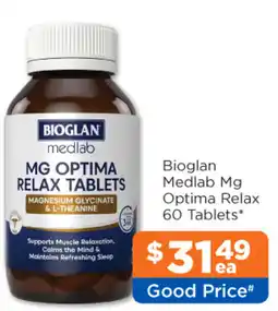 Good Price Pharmacy Bioglan Medlab Mg Optima Relax Tablets offer