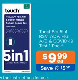 Good Price Pharmacy TouchBio 5in1 RSV, ADV, Flu A/B & COVID-19 Test offer