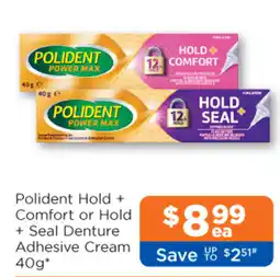 Good Price Pharmacy Polident Hold + Comfort or Hold + Seal Denture Adhesive Cream offer