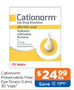 Good Price Pharmacy Cationorm Preservative Free Eye Drops offer