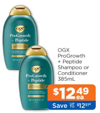 Good Price Pharmacy OGX ProGrowth + Peptide Shampoo or Conditioner offer