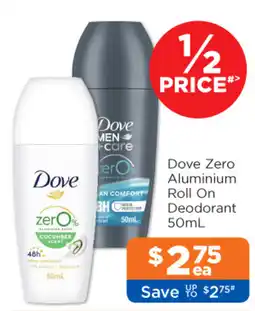 Good Price Pharmacy Dove Zero Aluminium Roll On Deodorant offer