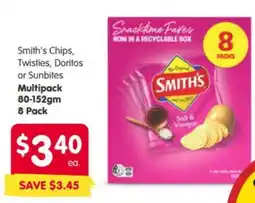 Spar Smith's Chips, Twisties, Doritos or Sunbites offer