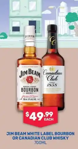 Bottlemart Jim Beam White Label Bourbon or Canadian Club Whisky offer