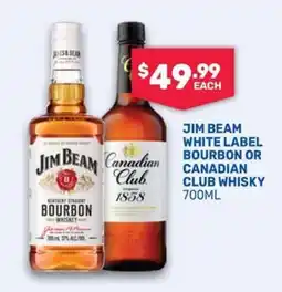 Bottlemart Jim Beam White Label Bourbon or Canadian Club Whisky offer
