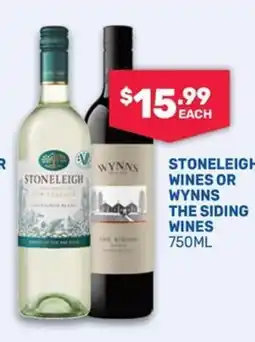 Bottlemart Stoneleigh Wines or Wynns The Siding Wines offer