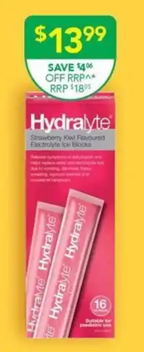 Terry White Hydralyte Strawberry Kiwi Flavoured Electrolyte Ice Blocks offer