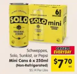 Spar Schweppes Solo Mini Cans offer