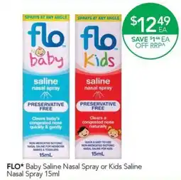 Terry White FLO* Baby Saline Nasal Spray or Kids Saline Nasal Spray offer