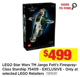 Mr Toys LEGO Star Wars TM Jango Fett's Firespray-Class Starship 75409 offer