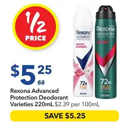 Ritchies Rexona Advanced Protection Deodorant Varieties offer
