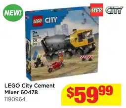 Mr Toys LEGO City Cement Mixer 60478 offer