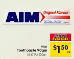 Spar Aim Toothpaste offer
