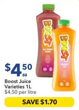 Ritchies Boost Juice Varieties offer