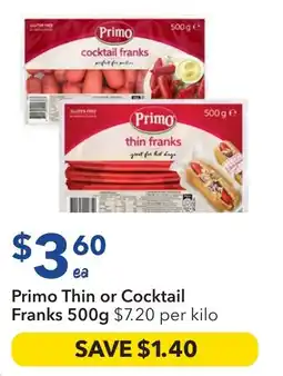 Ritchies Primo Thin or Cocktail Franks offer