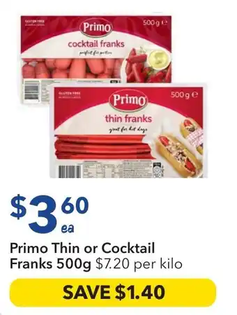 Ritchies Primo Thin or Cocktail Franks offer