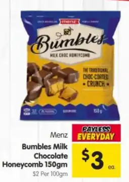 Spar Menz Bumbles Milk Chocolate Honeycomb offer