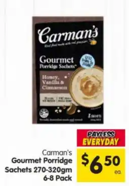 Spar Carman's Gourmet Porridge Sachets offer