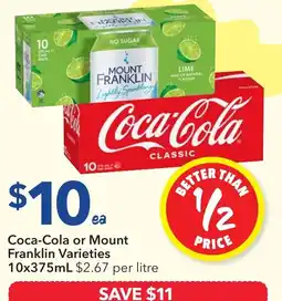 Ritchies Coca-Cola or Mount Franklin Varieties offer