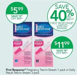 Terry White First Response* Pregnancy Test In-Stream offer