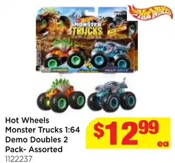 Mr Toys Hot Wheels Monster Trucks 1:64 Demo Doubles 2 Pack- Assorted offer