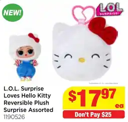 Mr Toys L.O.L. Surprise Loves Hello Kitty Reversible Plush Surprise Assorted offer