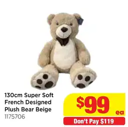 Mr Toys 130cm Super Soft French Designed Plush Bear Beige offer