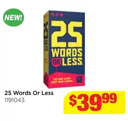 Mr Toys 25 Words Or Less offer