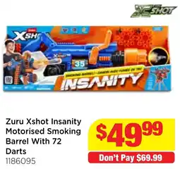 Mr Toys Zuru Xshot Insanity Motorised Smoking Barrel offer