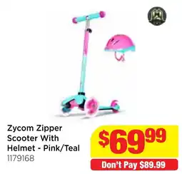 Mr Toys Zycom Zipper Scooter With Helmet - Pink/Teal offer