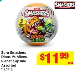 Mr Toys Zuru Smashers Dinos Vs Aliens Planet Capsule Assorted offer