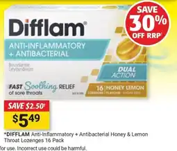 Cincotta Chemist Diffalam Anti-Inflammatory + Antibacterial Honey & Lemon Throat Lozenges offer