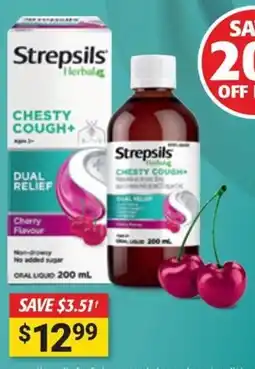 Cincotta Chemist Strepsils Herbal Chesty Cough+ offer