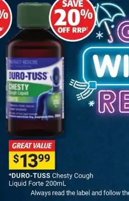 Cincotta Chemist DURO-TUSS Chesty Cough Liquid Forte offer