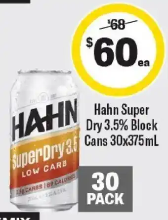Liquorland Hahn Super Dry 3.5% Block offer