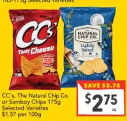 Supa Valu CC's, The Natural Chip Co. Selected Varieties offer