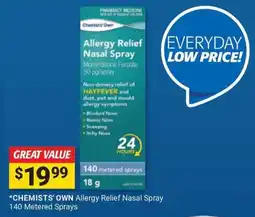Cincotta Chemist Chemists' Own Allergy Relief Nasal Spray offer