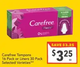 Supa Valu Carefree Tampons offer
