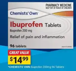 Cincotta Chemist Chemists' Own Ibuprofen Tablets offer