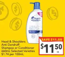 Supa Valu Head & Shoulders Anti Dandruff Shampoo or Conditioner offer