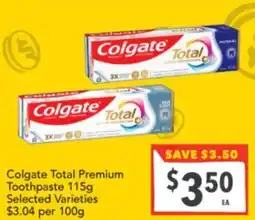 Supa Valu Colgate Total Premium Toothpaste offer