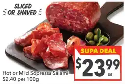Supa Valu Hot or Mild Sopressa Salami offer