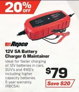 Repco Repco 12V 5A Battery Charger & Maintainer offer