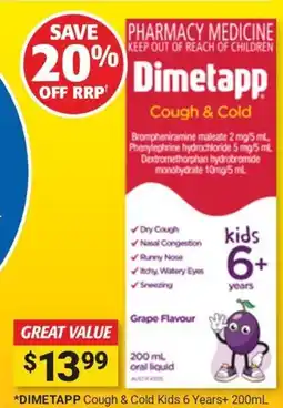 Cincotta Chemist Dimetapp Cough & Cold Kids offer