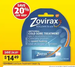 Cincotta Chemist Zovirax Cold Sore Treatment Cream offer
