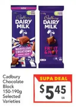 Supa Valu Cadbury Chocolate Block offer