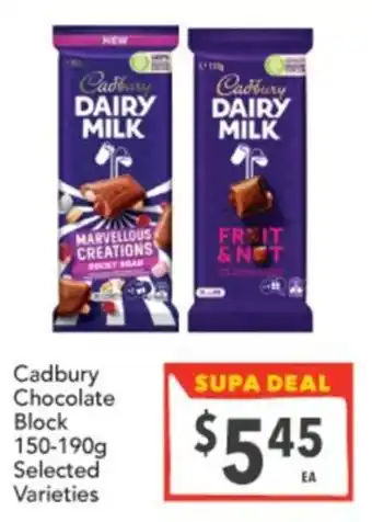 Supa Valu Cadbury Chocolate Block offer