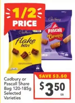 Supa Valu Cadbury or Pascall Share Bag Selected Varieties offer