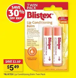 Cincotta Chemist Blistex Lip Conditioning Balm Twin Pack offer