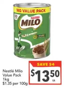 Supa Valu Nestlé Milo Value Pack offer